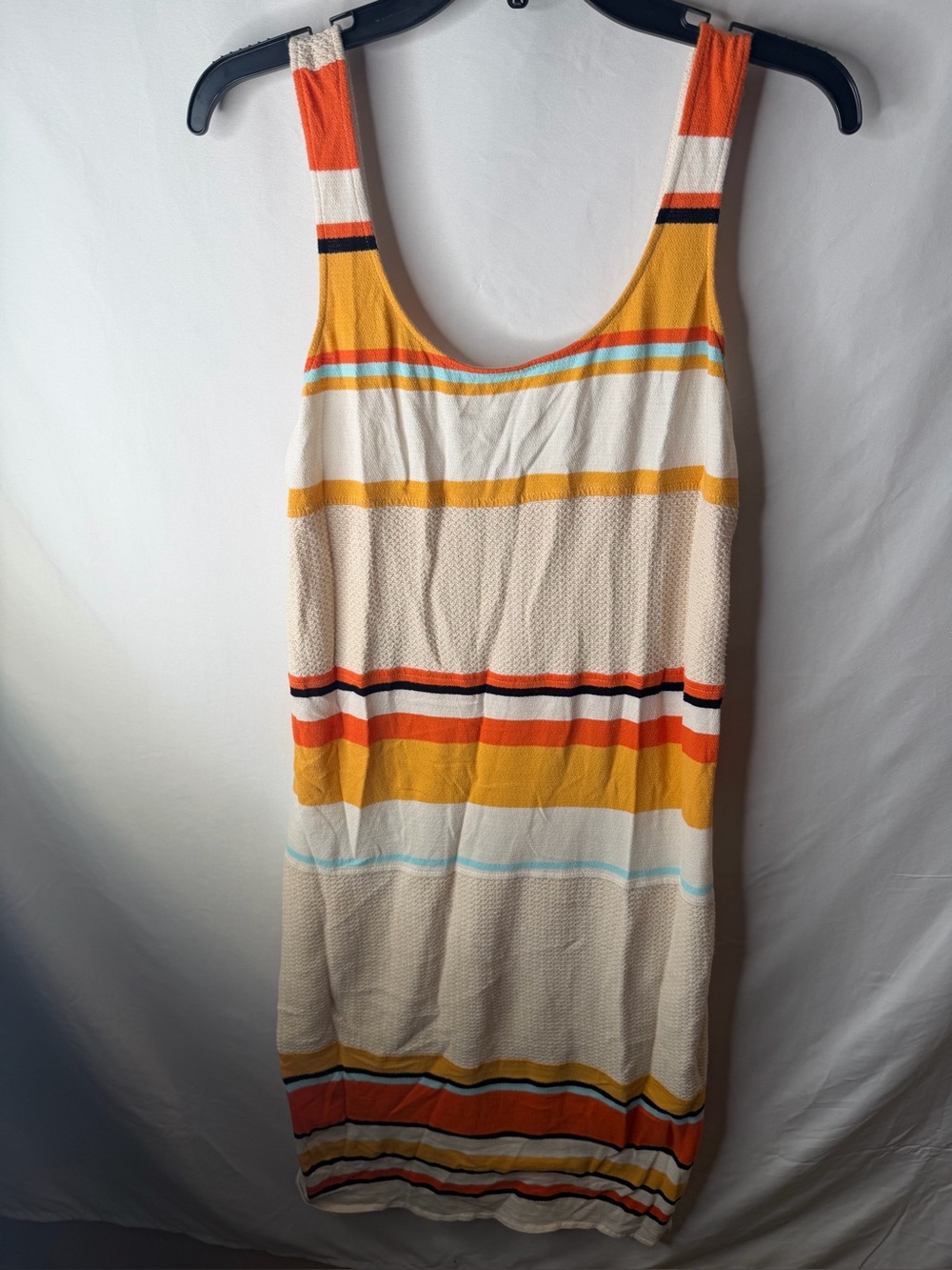 Zara Cream Knit Tank Dress with Multicolor Stripes